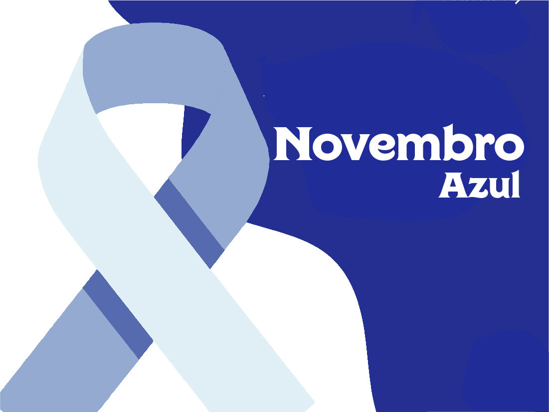 Imagem ilustrativa cujo texto é Novembro Azul. A publicação a seguir trata sobre o que é próstata e como pode ser identificado o câncer de próstata.