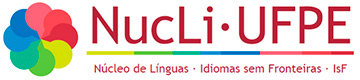 Marca do Núcleo de Línguas Idiomas sem fronteiras UFPE. A marca contem círculos coloridos integrados ao lado da palavra NUCLI UFPE